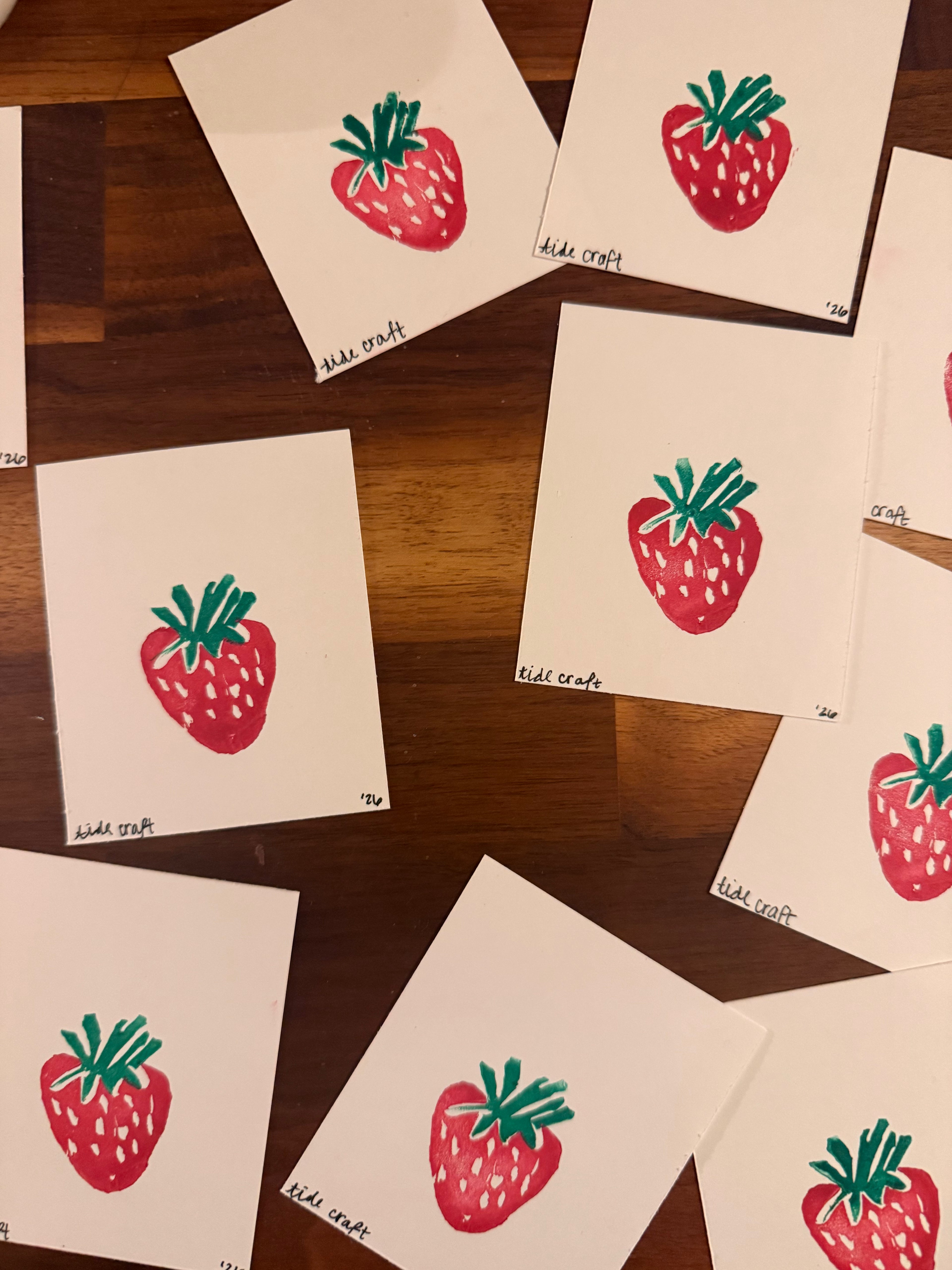 Mini Strawberry Block Print